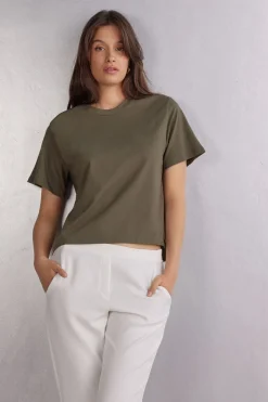 Boxy fit Short-Sleeved Cotton Top