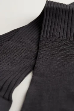 Long Ribbed Cotton Lisle Socks