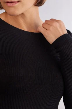 Wool and Silk Long-Sleeved Crew-Neck Max Top